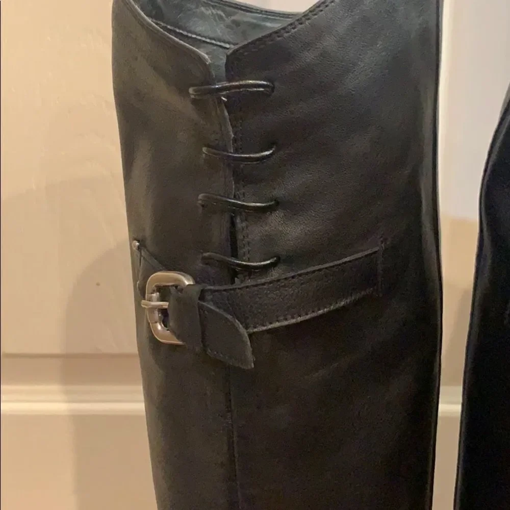 Eden Shoes black leather Over The Knee back buckle EU 37 Italy